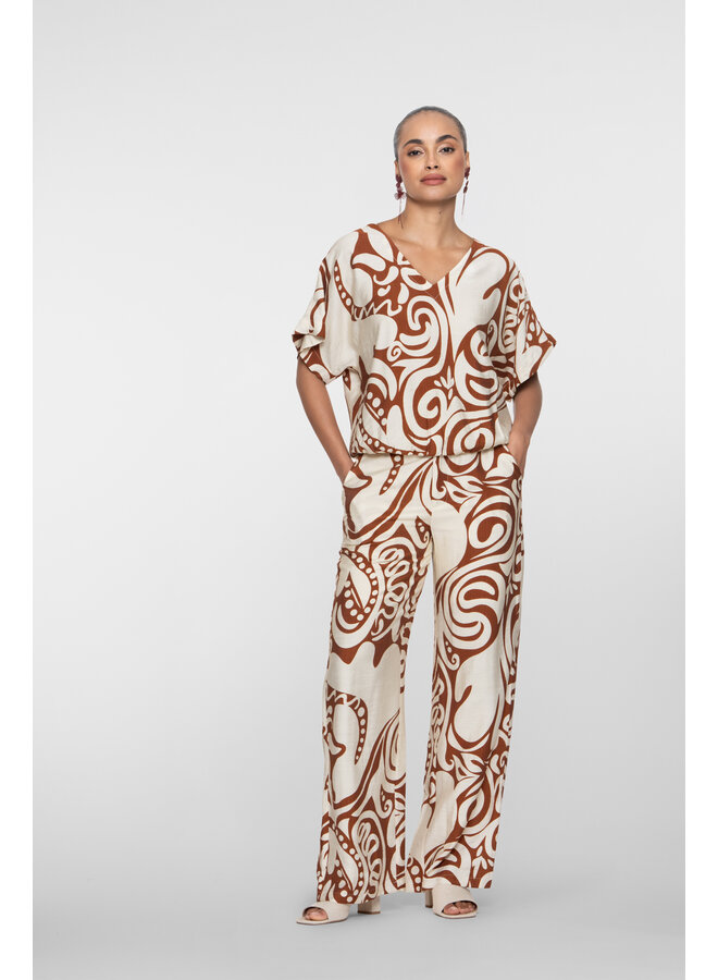 63435-26 760 Geisha Top bi-color ecru/tabacco