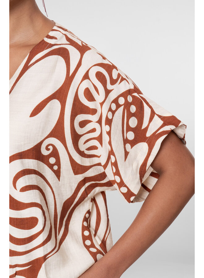 63435-26 760 Geisha Top bi-color ecru/tabacco