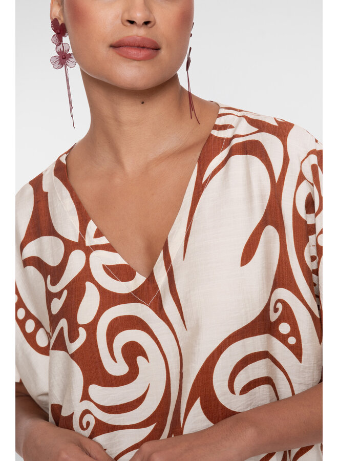 63435-26 760 Geisha Top bi-color ecru/tabacco