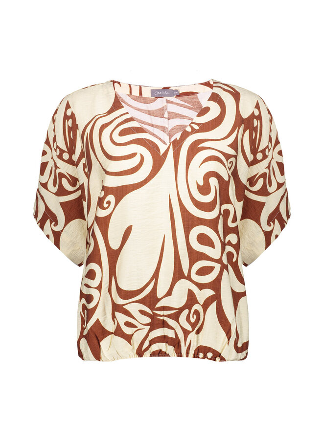 63435-26 760 Geisha Top bi-color ecru/tabacco