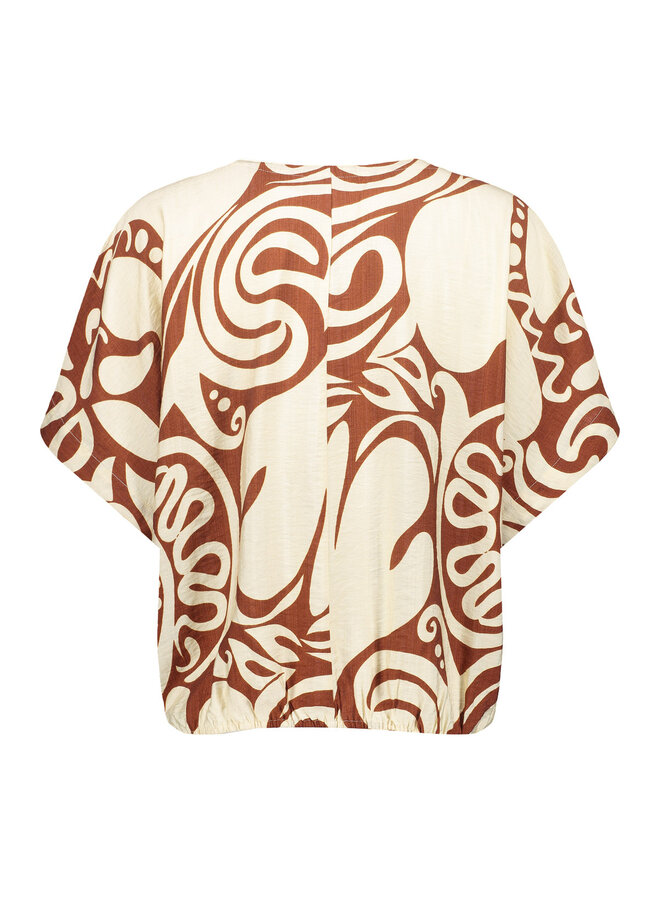 63435-26 760 Geisha Top bi-color ecru/tabacco