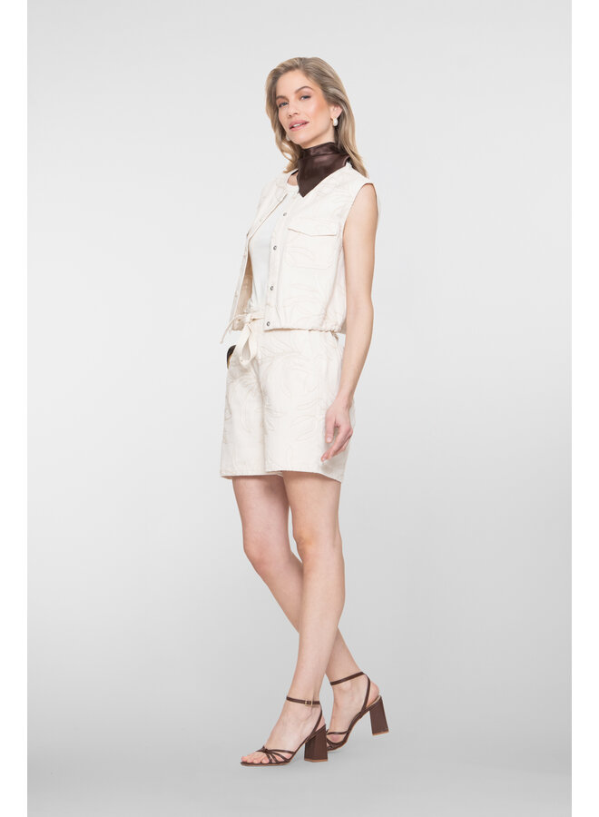 61333-10 718 Geisha Shorts embroidery ecru