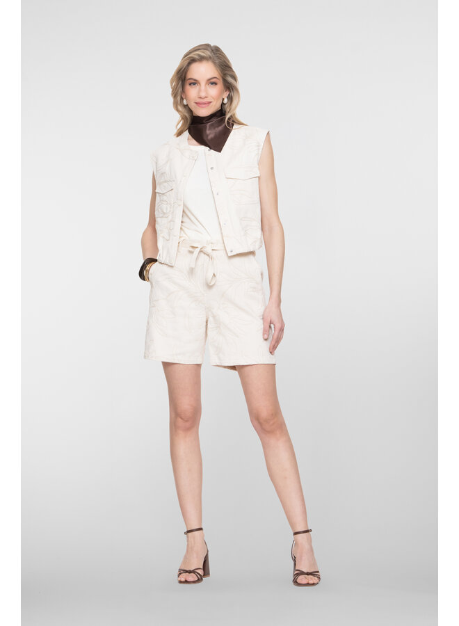 61333-10 718 Geisha Shorts embroidery ecru
