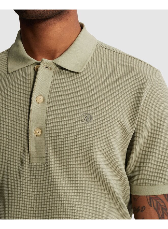 CPSS2604889 6390 Cast Iron Short sleeve polo regular fit two tone waffle Tea