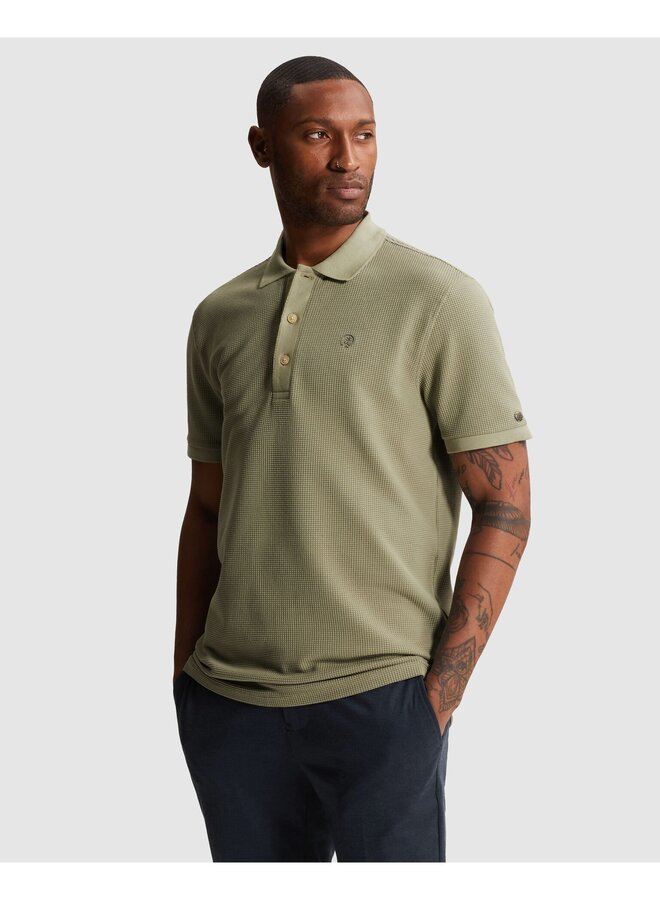 CPSS2604889 6390 Cast Iron Short sleeve polo regular fit two tone waffle Tea