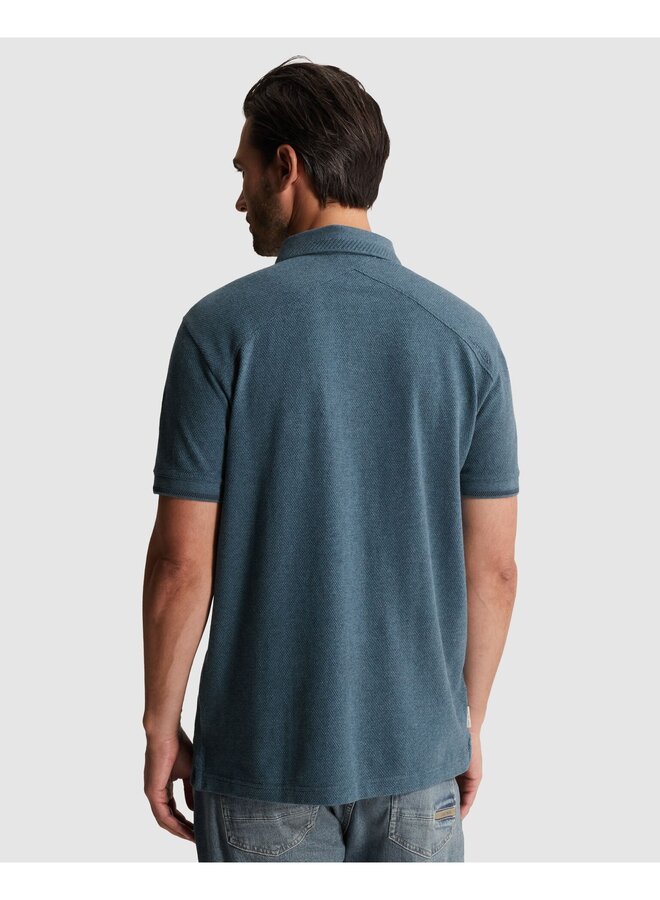 CPSS2604864 9117 Cast Iron Short sleeve polo slim fit popcorn jersey melange Turbulence