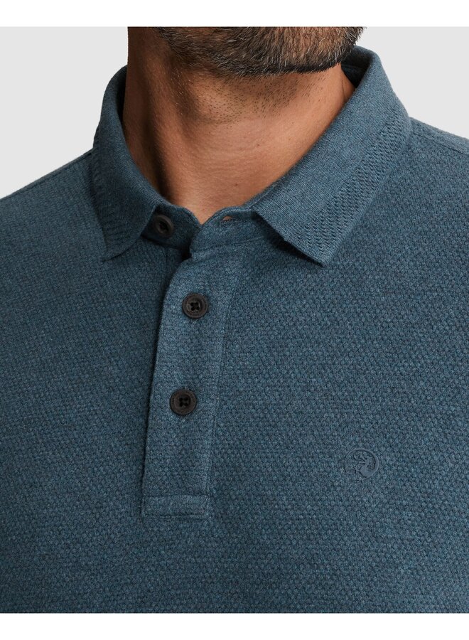 CPSS2604864 9117 Cast Iron Short sleeve polo slim fit popcorn jersey melange Turbulence