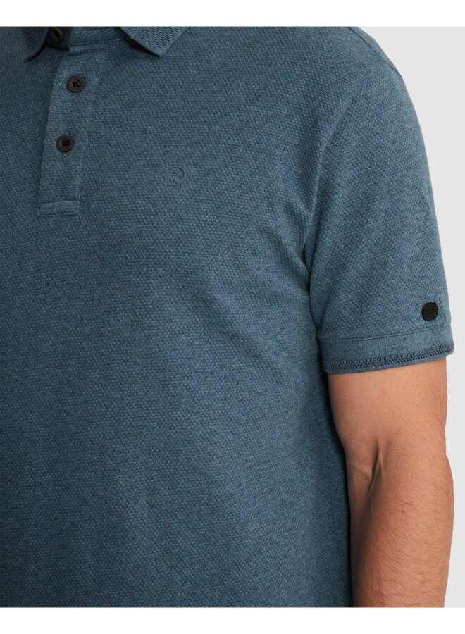 CPSS2604864 9117 Cast Iron Short sleeve polo slim fit popcorn jersey melange Turbulence