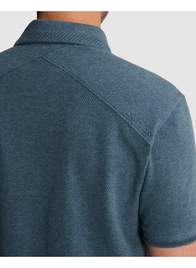 CPSS2604864 9117 Cast Iron Short sleeve polo slim fit popcorn jersey melange Turbulence