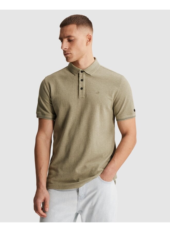 CPSS2604864 6390 Cast Iron Short sleeve polo slim fit popcorn jersey melange Tea