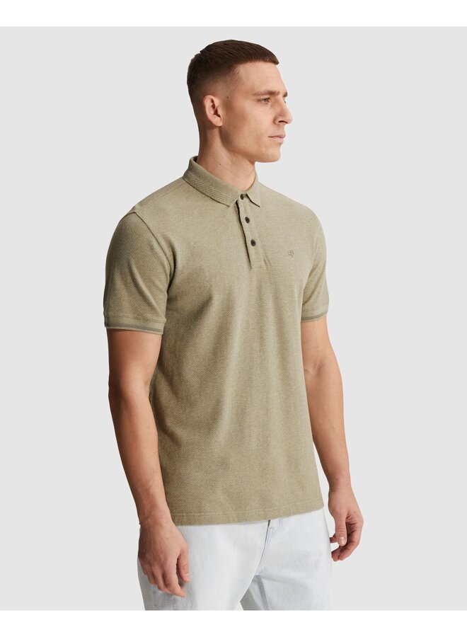 CPSS2604864 6390 Cast Iron Short sleeve polo slim fit popcorn jersey melange Tea