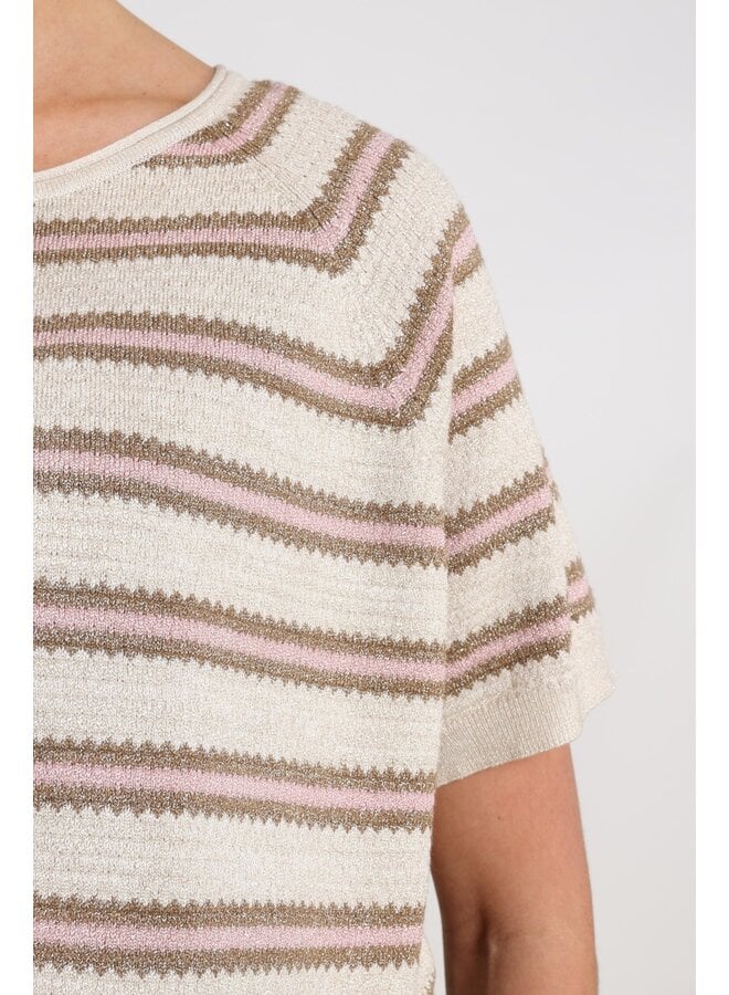 NKS03040 375 Nukus Rachel Pullover Stripe Sand/Blush