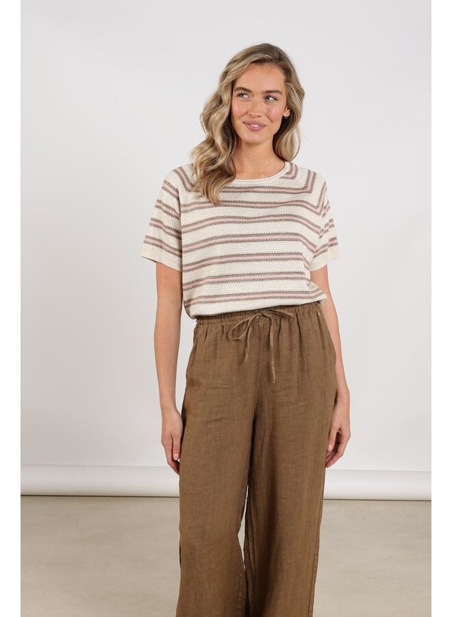 NKS03040 375 Nukus Rachel Pullover Stripe Sand/Blush