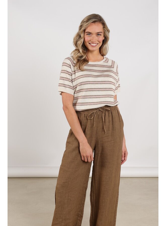 NKS03040 375 Nukus Rachel Pullover Stripe Sand/Blush