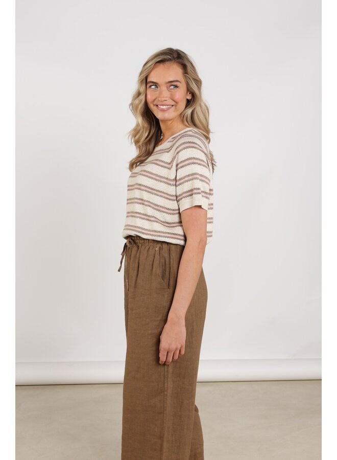 NKS03040 375 Nukus Rachel Pullover Stripe Sand/Blush