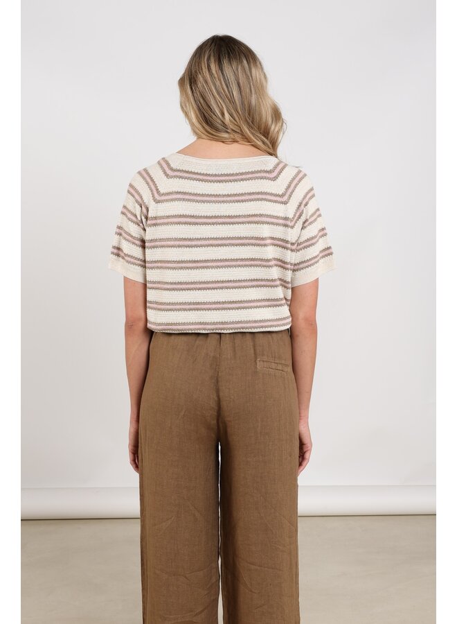 NKS03040 375 Nukus Rachel Pullover Stripe Sand/Blush