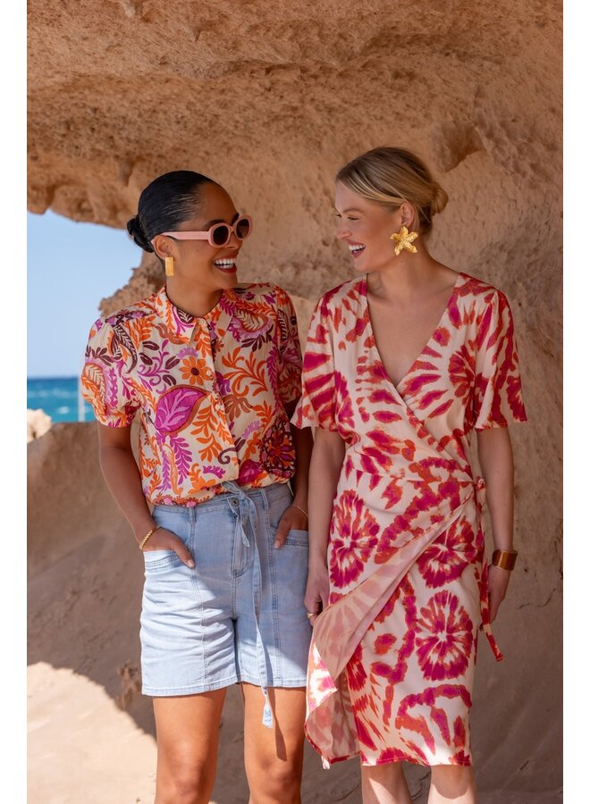 63499-20 250 Geisha blouse orange/pink/sand