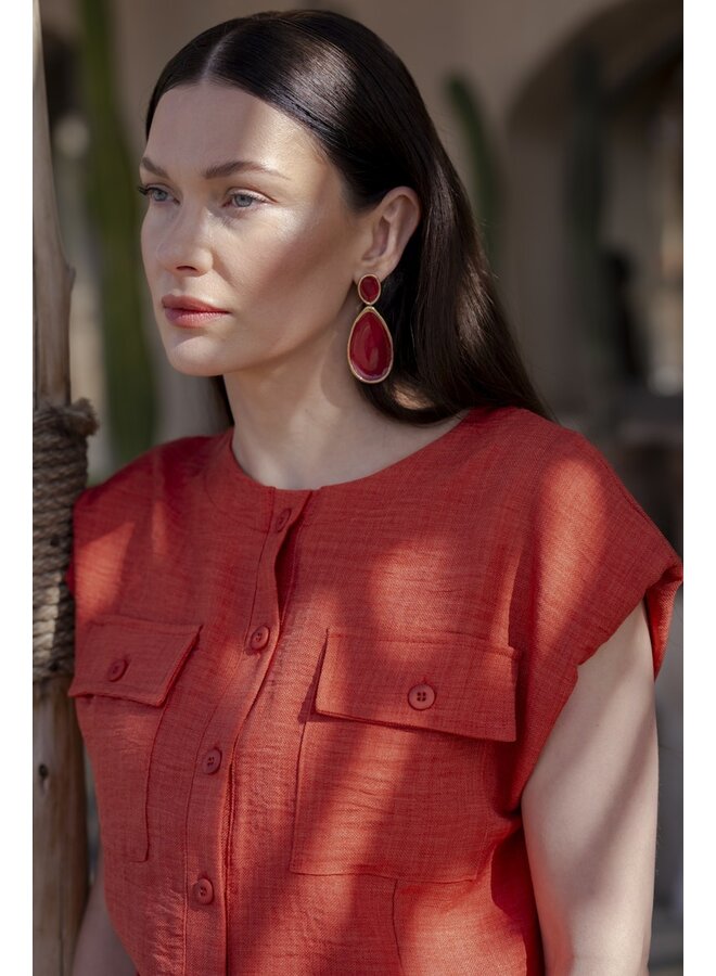 63092-60 201 Geisha Blouse with pockets burned orange