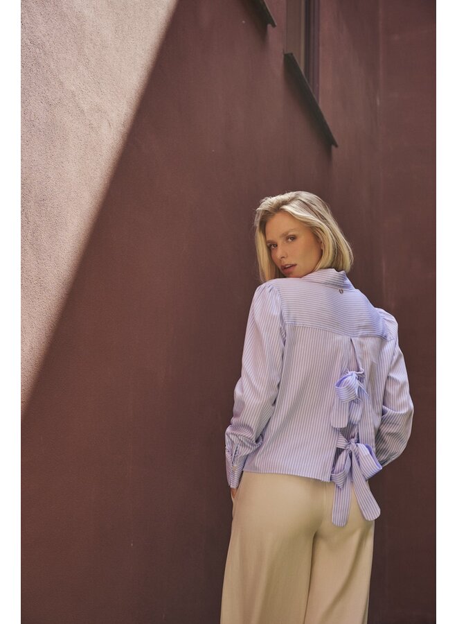 Felise.7002623 Rino&Pelle Striped blouse with bows at the back  Blue striped