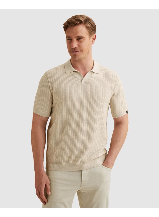 VPSS2604860 8265 Vanguard Short sleeve polo cotton linen blend Pure Cashmere