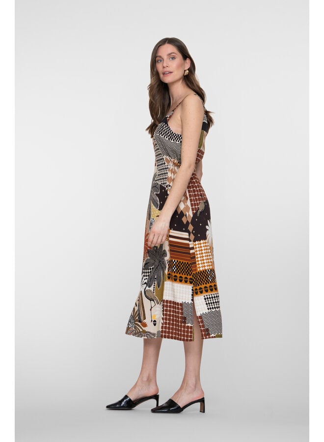 67407-20 775 Geisha dress brown/sand/black