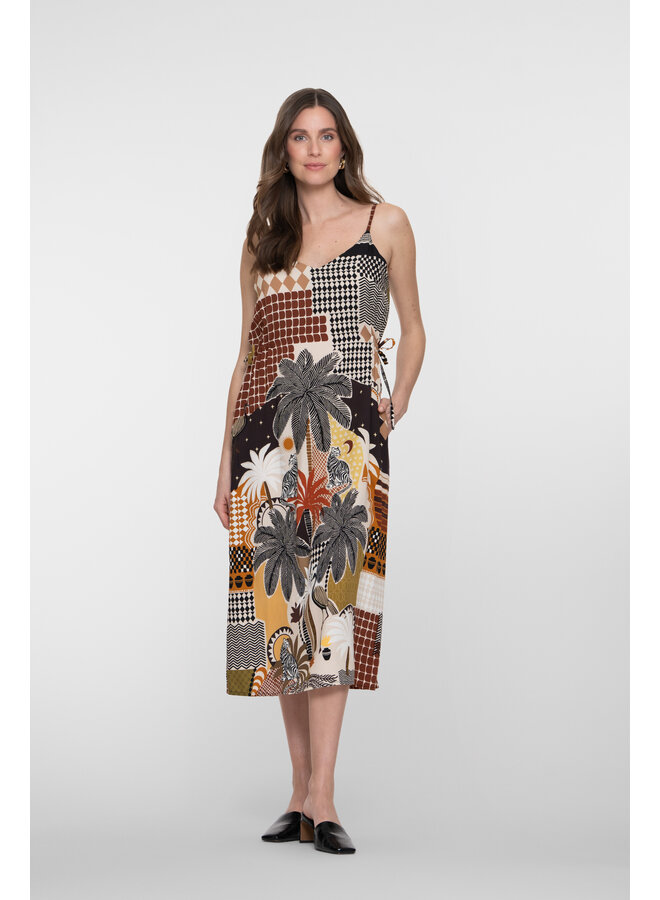 67407-20 775 Geisha dress brown/sand/black