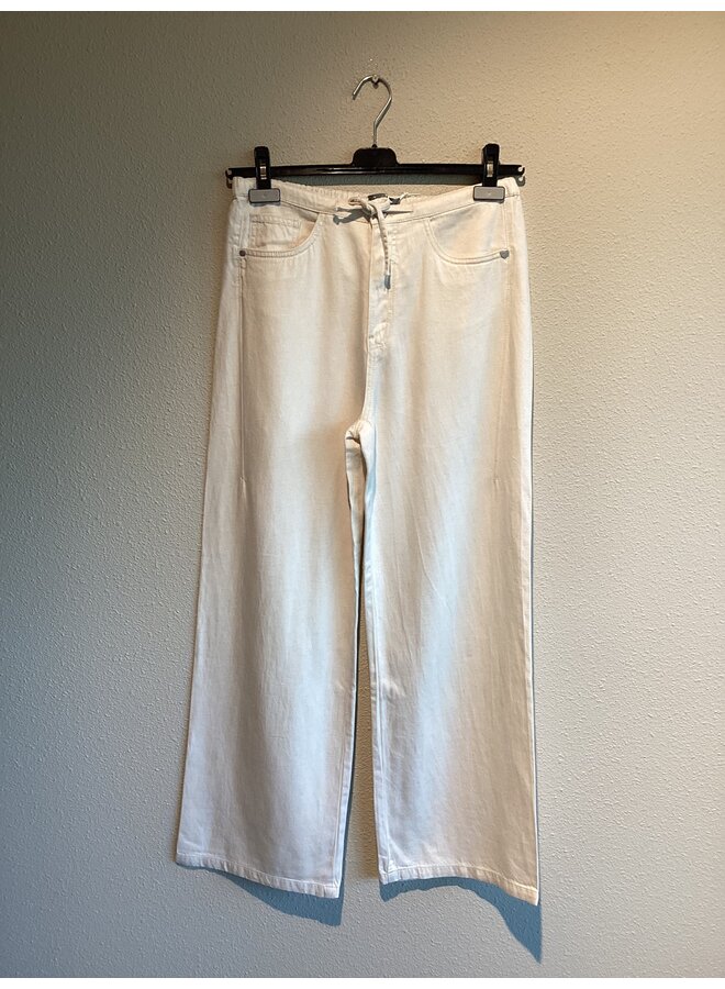 61303-10 718 Geisha Jeans wide elastic waist co/li ecru bleached cotton/linnen