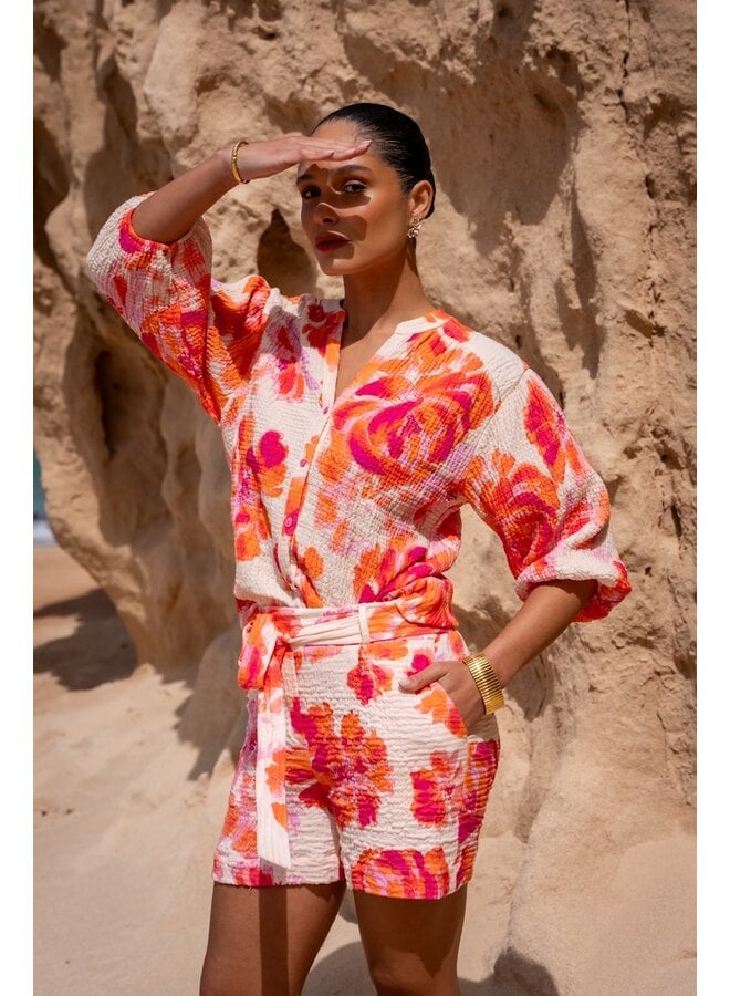 63490-20 250 Geisha blouse orange/pink/sand