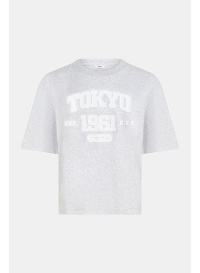 S26F1812 83m-01 Penn & Ink T-shirt print grey melange - white