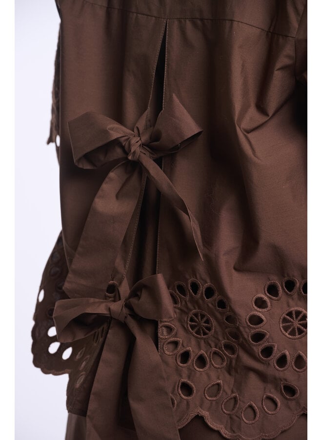 Kaate.7002624 Rino & Pelle Short sleeve blouse with button closure  Dark brown