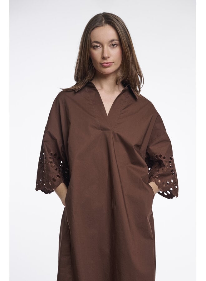 CeylinRegular.7002624 Rino & Pelle Regular length wide dress with sleeve detail  Dark brown