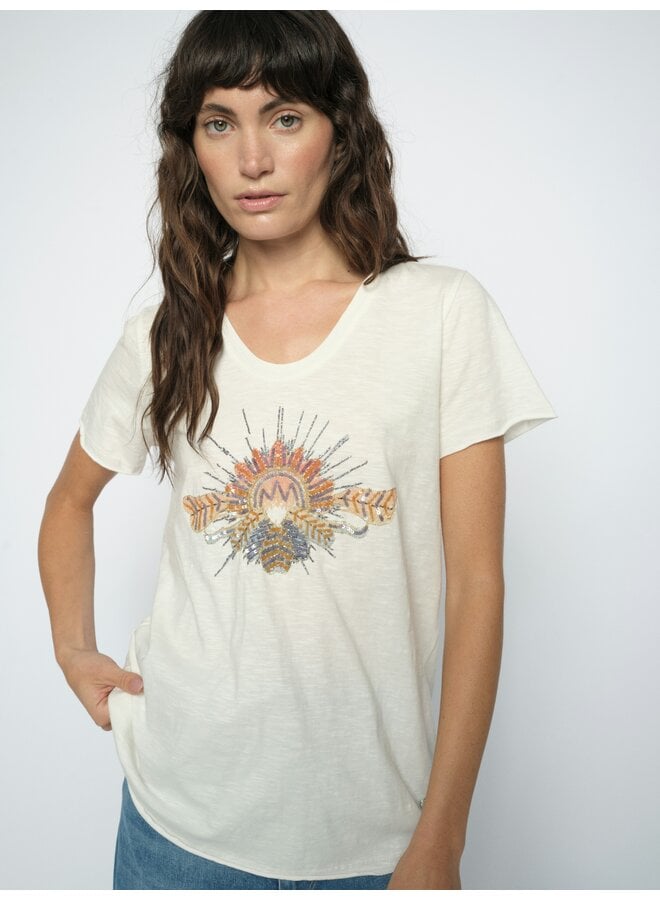 180110 180 MosMosh MMTonia O-SS Glam Tee Ecru