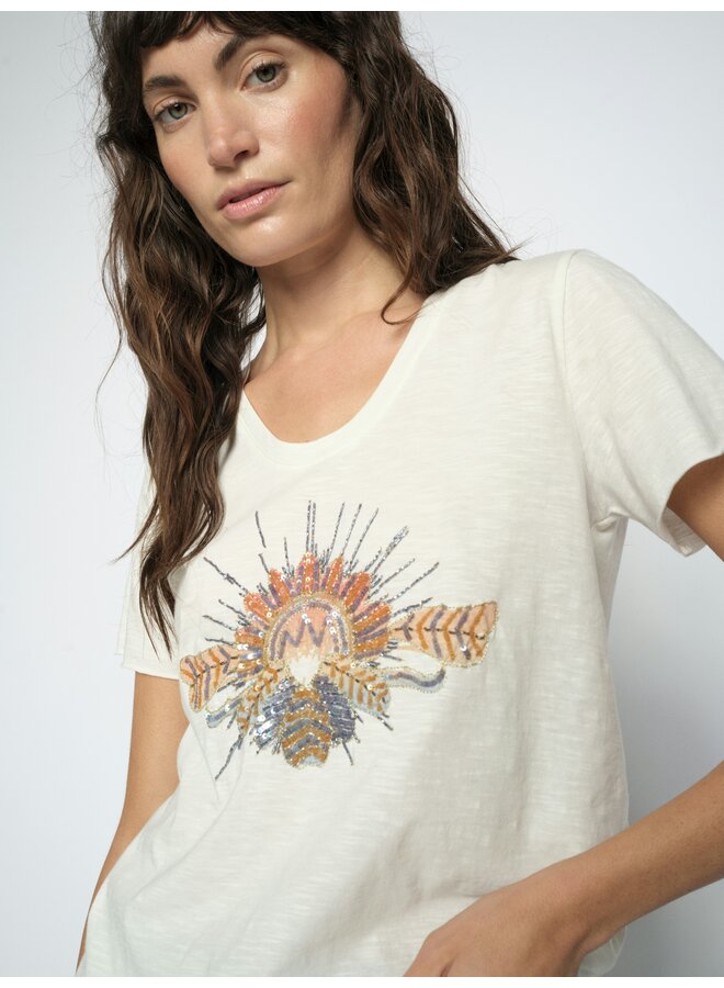 180110 180 MosMosh MMTonia O-SS Glam Tee Ecru