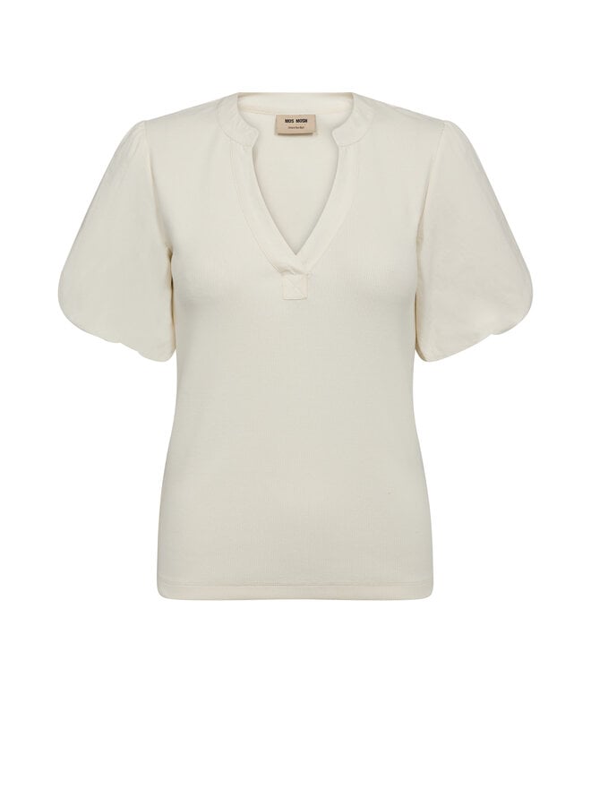 179020 180 MosMosh MMJada V-SS Puff Tee Ecru
