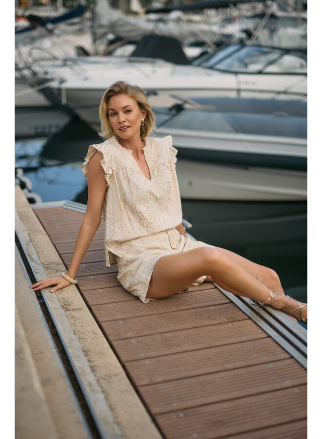 NKS09052 9 Nukus Dagmar Short Embroidery Sand