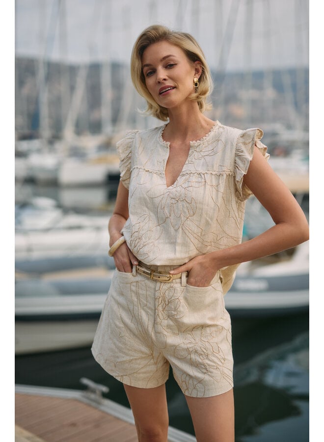 NKS09052 9 Nukus Dagmar Short Embroidery Sand