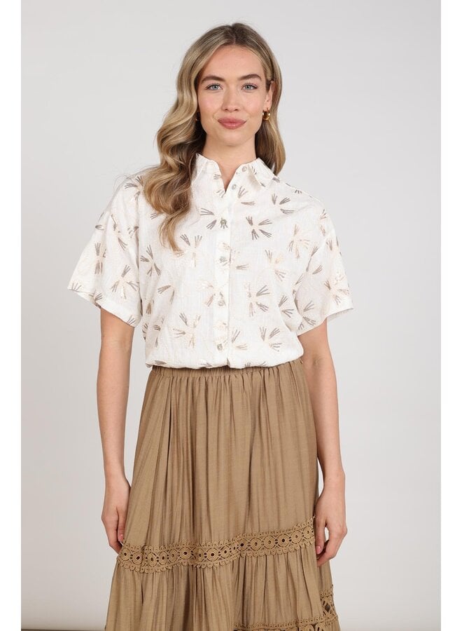 NKS02207 126 Nukus Britt Blouse Embroidery Offwhite/Gold