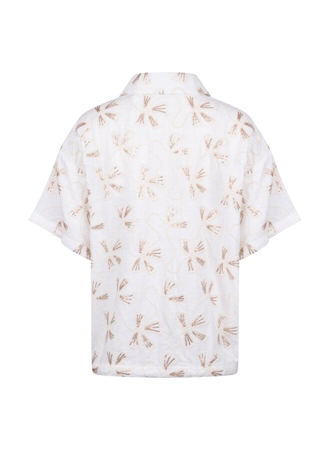 NKS02207 126 Nukus Britt Blouse Embroidery Offwhite/Gold