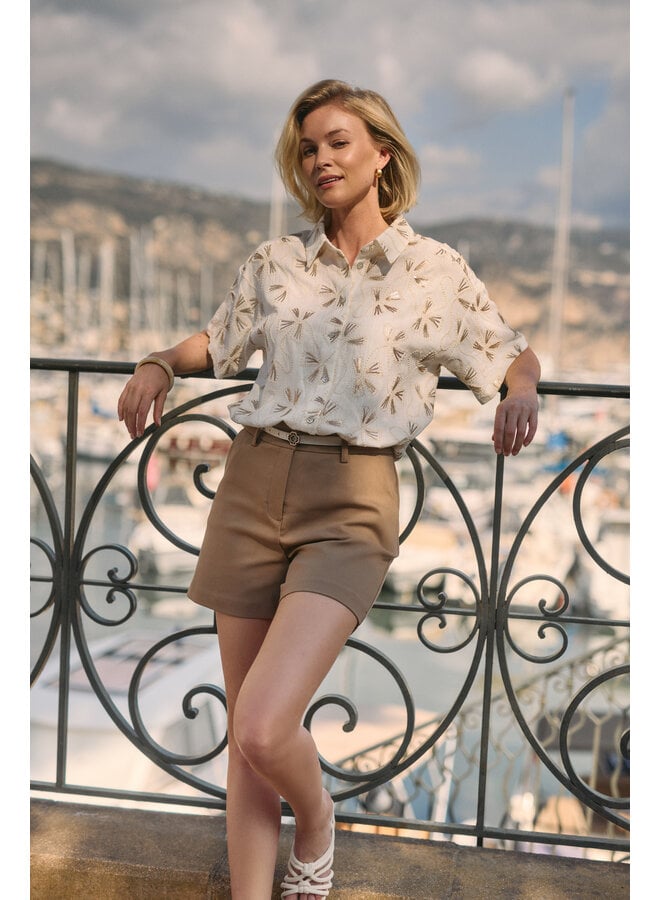 NKS02207 126 Nukus Britt Blouse Embroidery Offwhite/Gold