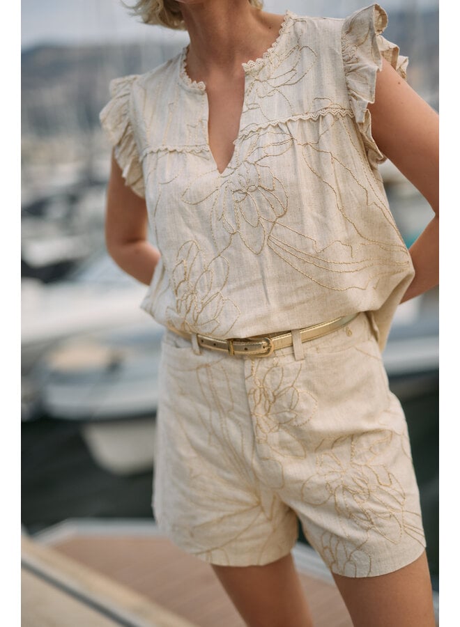 NKS01118 9 Nukus Lori Top Embroidery Sand