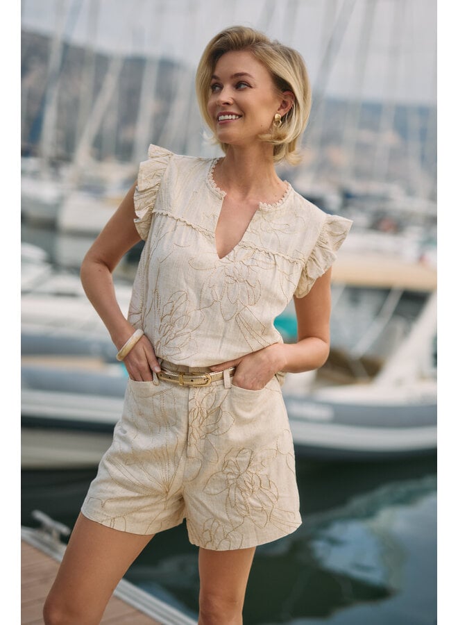 NKS01118 9 Nukus Lori Top Embroidery Sand