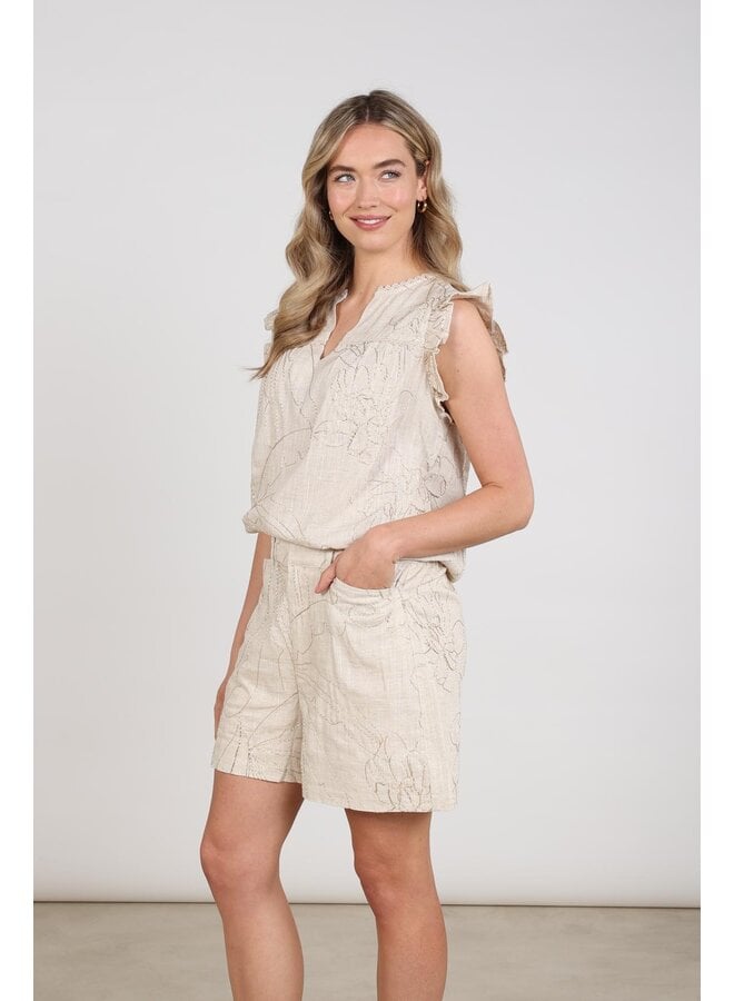 NKS01118 9 Nukus Lori Top Embroidery Sand