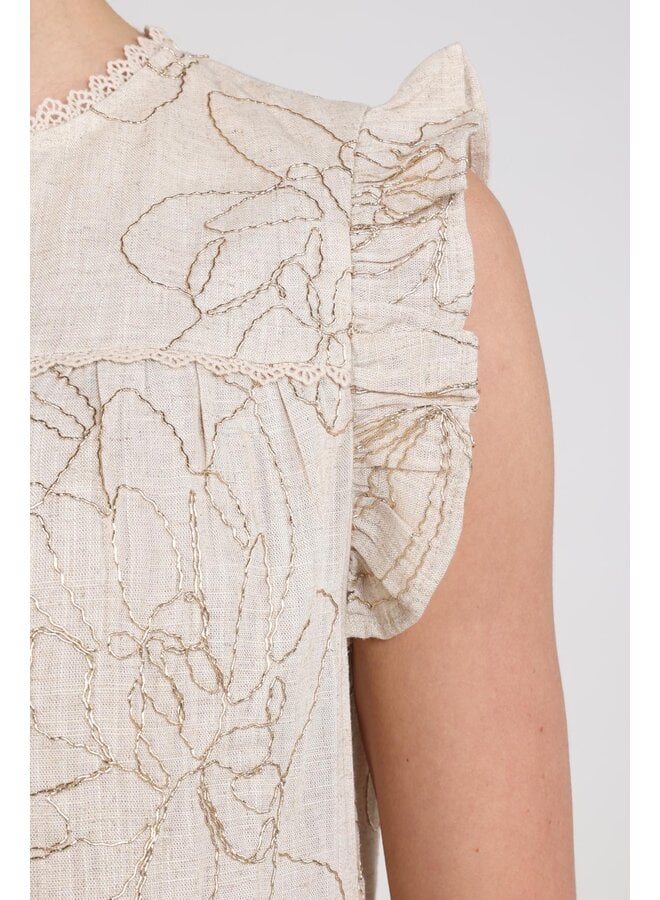 NKS01118 9 Nukus Lori Top Embroidery Sand