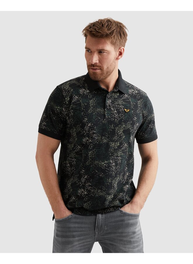 PPSS2604858 5282 PME Legend Short sleeve polo slub jersey all over print Carbon