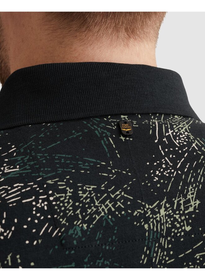 PPSS2604858 5282 PME Legend Short sleeve polo slub jersey all over print Carbon