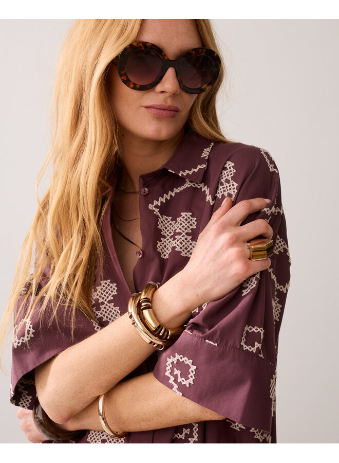 5s1661-12446 334 Summum Dress Cotton embroidered  Deepfig