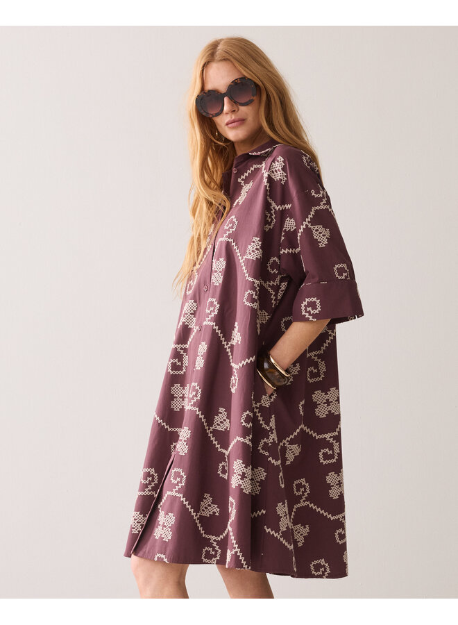 5s1661-12446 334 Summum Dress Cotton embroidered  Deepfig