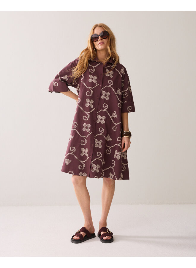 5s1661-12446 334 Summum Dress Cotton embroidered  Deepfig