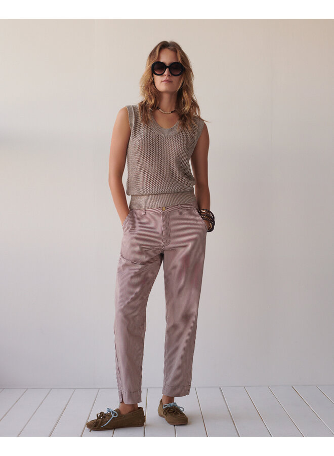 4s2988-12478 334 Summum Chino pant Printed stripe twill  Deepfig