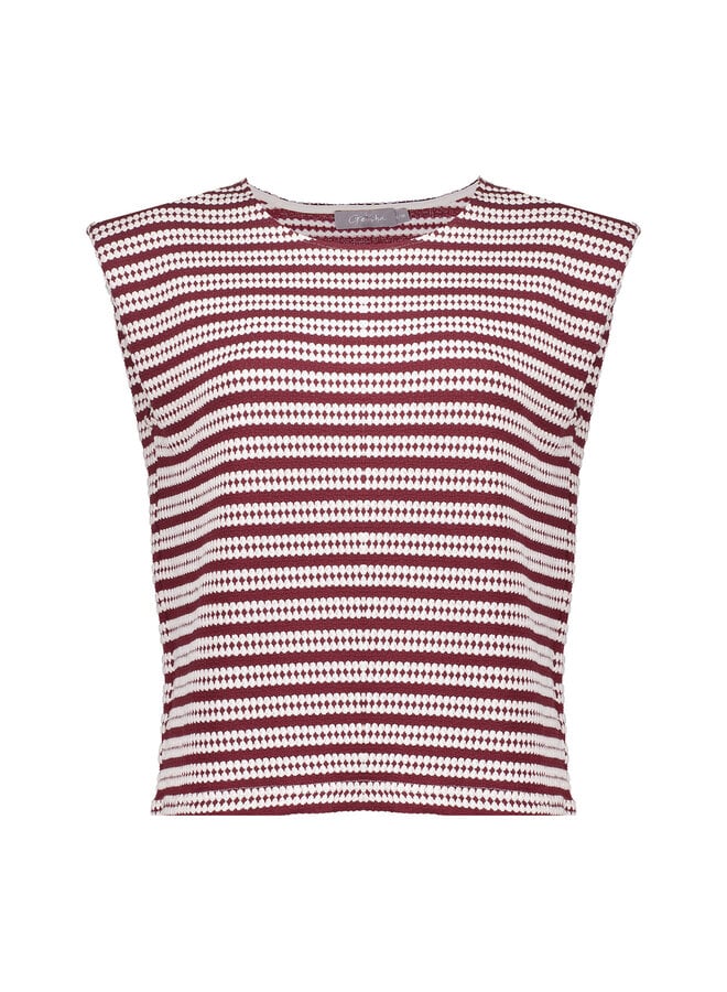 63486-20 010 Geisha top off-white/merlot